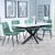 Bari White Ceramic Extending Dining Set - Corona Green Fabric Dining Chair