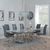 Vortex Grey Marble and Chrome Dining Set - Jamison Grey Faux Leather Dining Chair