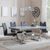 Glacier Grey Marble and Chrome Dining Set - Bianco Black Faux Leather Dining Chair