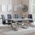 Glacier Grey Marble and Chrome Dining Set - Jamison Black Faux Leather Dining Chair