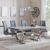 Glacier Grey Marble and Chrome Dining Set - Jamison Grey Faux Leather Dining Chair