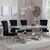 Glacier Grey Marble and Chrome Dining Set - Louis Black Velvet Fabric Dining Chair