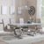 Glacier Grey Marble and Chrome Dining Set - Roma Beige Faux Leather Dining Chair