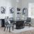 Naples Black Marble Dining Set - Paris Grey Leather Dining Chair with Black Legs