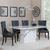 Naples White Marble Dining Set - Carmela Black Leather Dining Chair