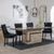 Venice Cream Marble Dining Set - Knocker Back Black Velvet Fabric Dining Chair with Black Wooden Legs