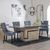 Venice Cream Marble Dining Set - Knocker Back Grey Velvet Fabric Dining Chair with Black Wooden Legs