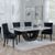 Madrid White Marble Dining Set - Lion Knocker Back Black Velvet Fabric Dining Chair with Black Wooden Legs