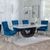 Madrid White Marble Dining Set - Lion Knocker Back Blue Velvet Fabric Dining Chair with Chrome Legs