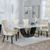 Madrid White Marble Dining Set - Mimi Cream Leather Dining Chair