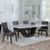Madrid White Marble Dining Set - Paris Brown Leather Dining Chair with Brown Legs