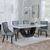 Madrid White Marble Dining Set - Paris Grey Leather Dining Chair with Black Legs
