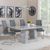Milan Grey Marble Dining Set - Jamison Grey Faux Leather Dining Chair