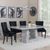 Milan Grey Marble Dining Set - Knocker Back Black Velvet Fabric Dining Chair with Black Wooden Legs
