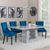 Milan Grey Marble Dining Set - Knocker Back Blue Velvet Fabric Dining Chair with Black Wooden Legs