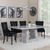 Milan Grey Marble Dining Set - Lion Knocker Back Black Velvet Fabric Dining Chair with Black Wooden Legs
