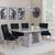 Milan Grey Marble Dining Set - Lion Knocker Back Black Velvet Fabric Dining Chair with Chrome Legs