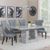 Milan Grey Marble Dining Set - Mimi Grey Leather Dining Chair