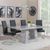 Milan Grey Marble Dining Set - Roma Black Faux Leather Dining Chair