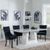 Milan White Marble Dining Set - Knocker Back Black Velvet Fabric Dining Chair with Black Wooden Legs