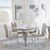 Louis 4 Seater Grey Marble and Chrome Square Dining Set - 4 Bianco Beige Faux Leather Dining Chair
