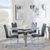 Louis 4 Seater Grey Marble and Chrome Square Dining Set - 4 Bianco Black Faux Leather Dining Chair