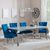 Louis Grey Marble and Chrome Dining Set - Knocker Back Blue Velvet Fabric Dining Chair with Chrome Legs