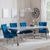 Louis Grey Marble and Chrome Dining Set - Lion Knocker Back Blue Velvet Fabric Dining Chair with Chrome Legs