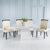 Turin White Marble Square Dining Set - Carmela Cream Faux Leather Chair