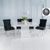 Turin White Marble Square Dining Set - Black Fabric Lion Head Ring Back Dining Chair with Chrome Legs