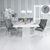 Turin White Marble Square Dining Set - Grey Fabric Knocker Back Dining Chair with Chrome Legs