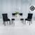 Turin White Marble Square Dining Set - Black Fabric Knocker Back Dining Chair with Black Legs