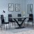 Maldon Grey Ceramic Dining Set - Lido Black Fabric Dining Chair with Black Legs
