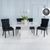 Turin White Marble Square Dining Set - Black Fabric Lion Head Ring Back Dining Chair with Black Legs