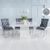 Turin White Marble Square Dining Set - Grey Fabric Lion Head Ring Back Dining Chair with Chrome Legs