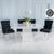Turin White Marble Square Dining Set - Black Fabric Knocker Back Dining Chair with Chrome Legs