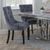 Knocker Back Grey Velvet Fabric Dining Chair with Black Wooden Legs