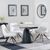 Carrara Grey Ceramic 4 Seater Round Extending Dining Set - 4 Arctic Cream Velvet Fabric Swivel Dining Chair