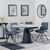 Carrara Grey Ceramic 4 Seater Round Extending Dining Set - 4 Boden Dark Grey Fabric Swivel Dining Chair