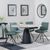 Carrara Grey Ceramic 4 Seater Round Extending Dining Set - 4 Boden Green Fabric Swivel Dining Chair