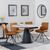 Carrara Grey Ceramic 4 Seater Round Extending Dining Set - 4 Boden Orange Fabric Swivel Dining Chair