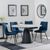 Carrara Grey Ceramic 4 Seater Round Extending Dining Set - 4 Corona Blue Fabric Dining Chair