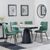 Carrara Grey Ceramic 4 Seater Round Extending Dining Set - 4 Corona Green Fabric Dining Chair