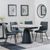 Carrara Grey Ceramic 4 Seater Round Extending Dining Set - 4 Corona Light Grey Fabric Dining Chair