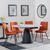 Carrara Grey Ceramic 4 Seater Round Extending Dining Set - 4 Corona Orange Fabric Dining Chair