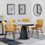 Carrara Grey Ceramic 4 Seater Round Extending Dining Set - 4 Corona Yellow Fabric Dining Chair