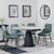 Carrara Grey Ceramic 4 Seater Round Extending Dining Set - 4 Darwin Green Fabric Dining Chair