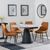 Carrara Grey Ceramic 4 Seater Round Extending Dining Set - 4 Darwin Orange Fabric Dining Chair