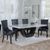 Madrid White Marble Dining Set - Carmela Black Leather Dining Chair
