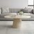 Carrera Travertine Beige Engineered Marble Oval Coffee Table